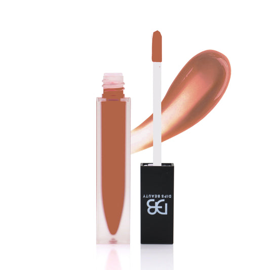 DIPS BEAUTY Bombshell nude brown lip gloss with glossy finish